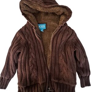 Children's Place Brown Cable Knit Hooded Jacket